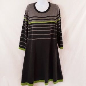 Jessica Howard Sweater Dress Gray & Lime Green 1X
